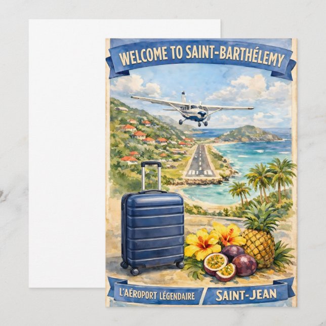 Invitation Vintage Saint-Barthélemy Airport / (Devant / Derrière)
