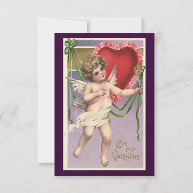 Invitation Vintage Saint-Valentin victorienne avec coeur (Devant)