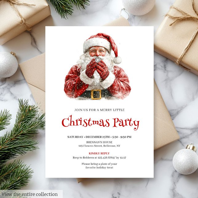 Invitation Vintage Santa Claus Script Font Christmas Dinner  (Vintage Santa Claus Script Font Christmas Dinner Invite

)