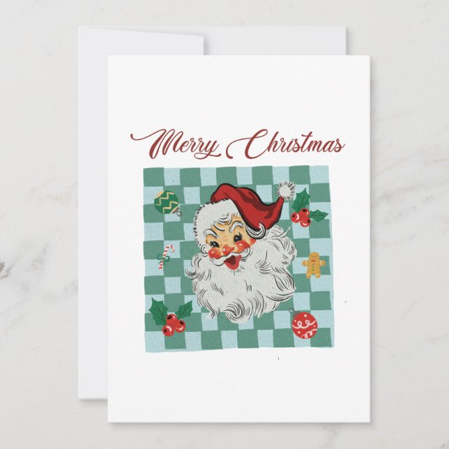 Invitation Vintage Santa Merry Christmas Design (Devant)