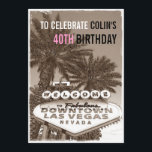 Invitation Vintage Sepia Las Vegas Anniversaire Fête Invitati<br><div class="desc">Inspiré par la demande d'un client. Moderne avec un look vintage, pour lui et pour elle. Tous les textes par défaut peuvent être entièrement customisés avec vos propres mots pour répondre à vos besoins, et vous pouvez également modifier les polices, les tailles, le placement de texte et les couleurs du...</div>