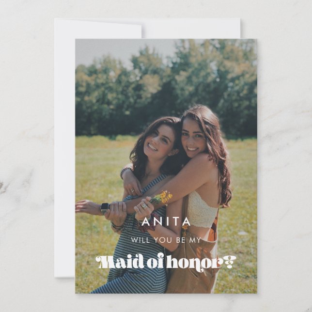 Invitation Vintage Seras-tu ma servante d'honneur photo (Devant)