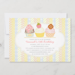 Invitation Vintage Shabby & Chic Cute Cupcake Party