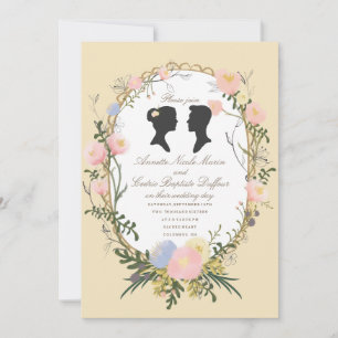 Invitation Vintage Silhouette Ressort Mariage Floral