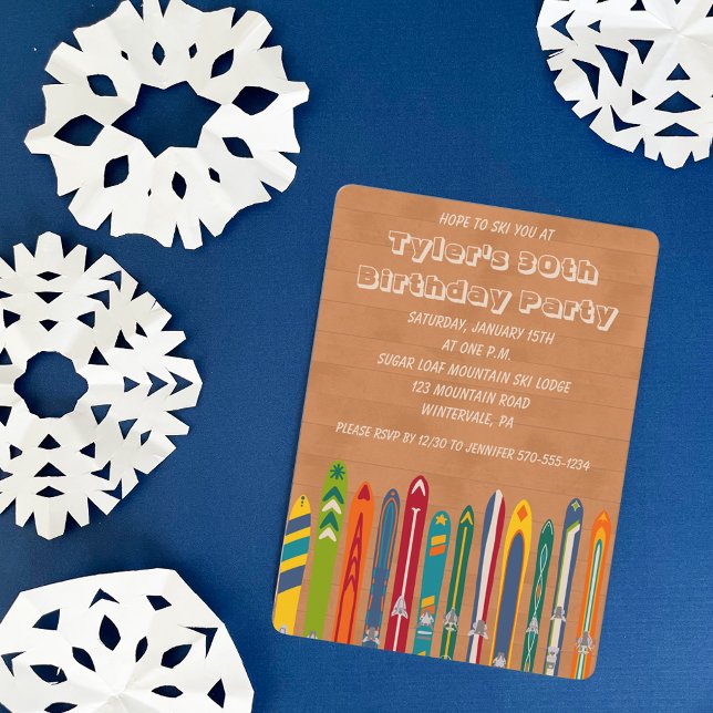 Invitation Vintage Skis Custom Skiing Themed Party (Créateur téléchargé)