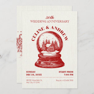 Invitation Vintage Snowglobe Noël mariage anniversaire