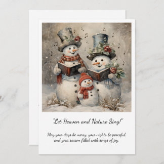 Invitation Vintage Snowman Family Carolers Christmas