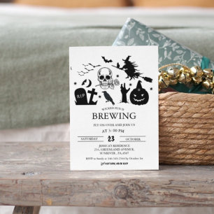 Invitation Vintage sorcier amusant brasse la fête d'Halloween