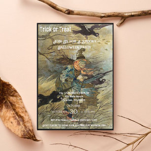 Invitation Vintage sorcière Éffrayante Halloween Party Invita
