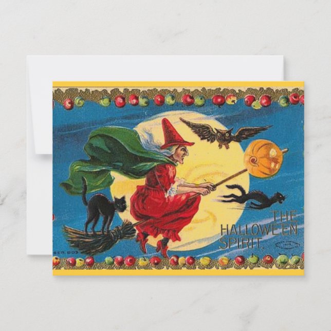 Invitation vintage sorcière Halloween (Devant)
