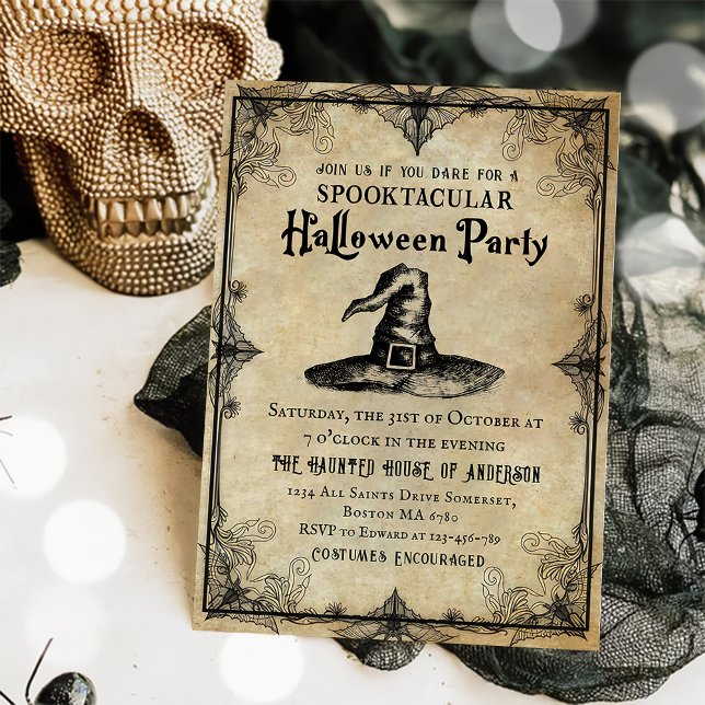 Invitation Vintage sorcière Spooktacular Adult Halloween Part (Créateur téléchargé)