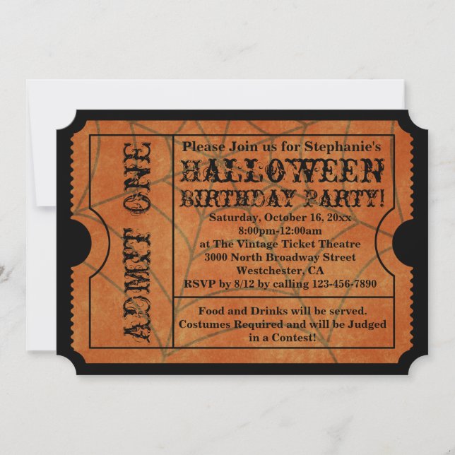 Invitation Vintage Spider Web Halloween fête d'anniversaire (Devant)