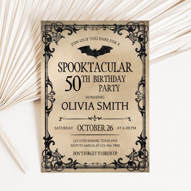 Invitation Vintage Spooktacular Halloween fête d'anniversaire (Adult Spooktacular Vintage Halloween Birthday Party Invitation)