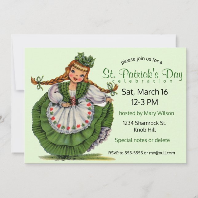 Invitation Vintage St. Patrick's Day Girl (Devant)