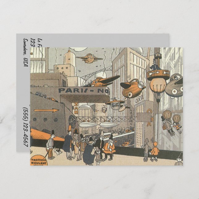 Invitation vintage Steampunk Bon Voyage (Devant / Derrière)