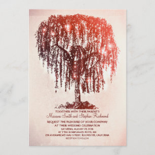 Invitation Vintage String Lights Tree Rustic Wedding Invite