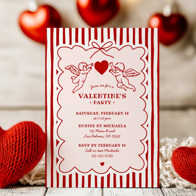 Invitation Vintage Style Cupid Doodles Valentine's Day Party (Créateur téléchargé)