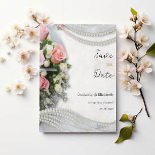 Invitation Vintage style rose blanc rose perle rose Enregistr