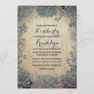 Invitation Vintage Succulents Mariage rustique