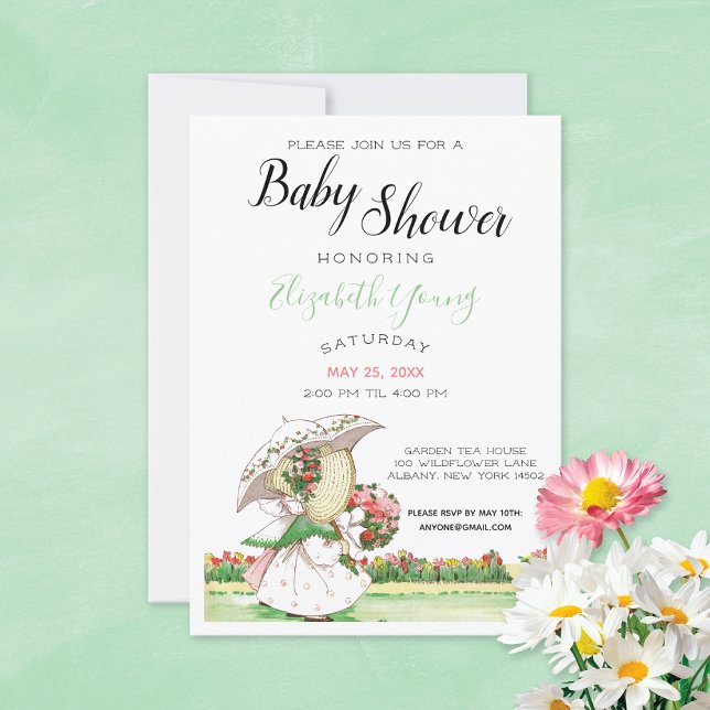 Invitation Vintage Sunbonnet Girls Garden Baby shower (Créateur téléchargé)