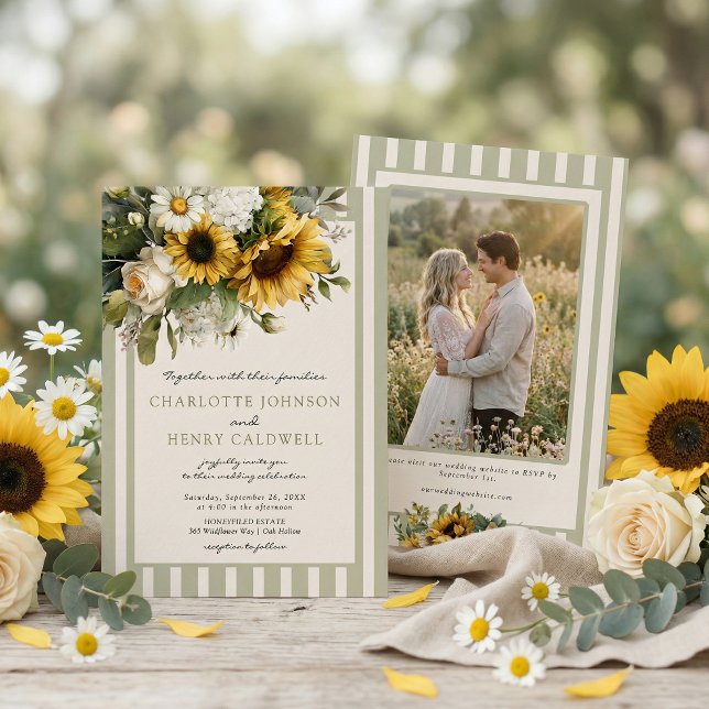 Invitation Vintage Sunflower Wedding  (Créateur téléchargé)