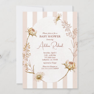 Invitation vintage sur Baby shower floral