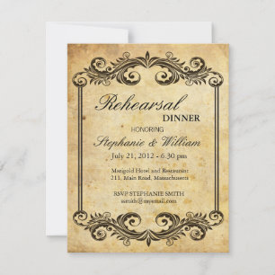 Invitation Vintage Swirl Rehehehesal Dinner Invite