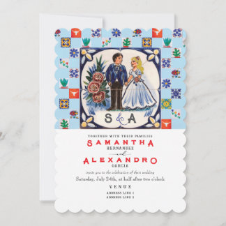 Invitation Vintage Talavera Unique B Mexican Tiles Wedding