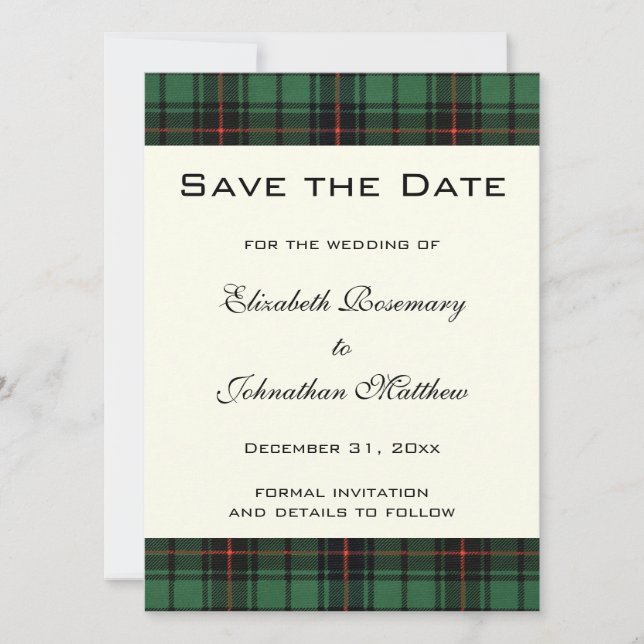 Invitation Vintage Tartan, Davidson Mariage Motif moderne (Devant)