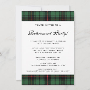 Invitation Vintage Tartan, Davidson Parti de la retraite mode