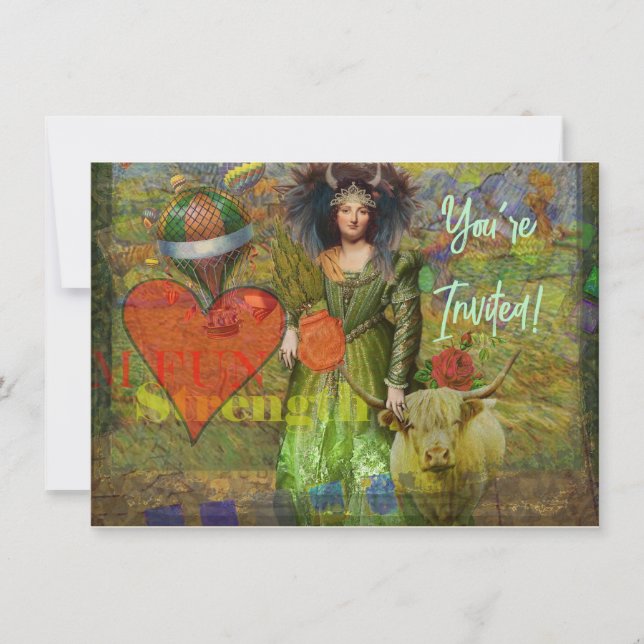 Invitation Vintage Taurus Classique Femme Portrait Art gothiq (Devant)