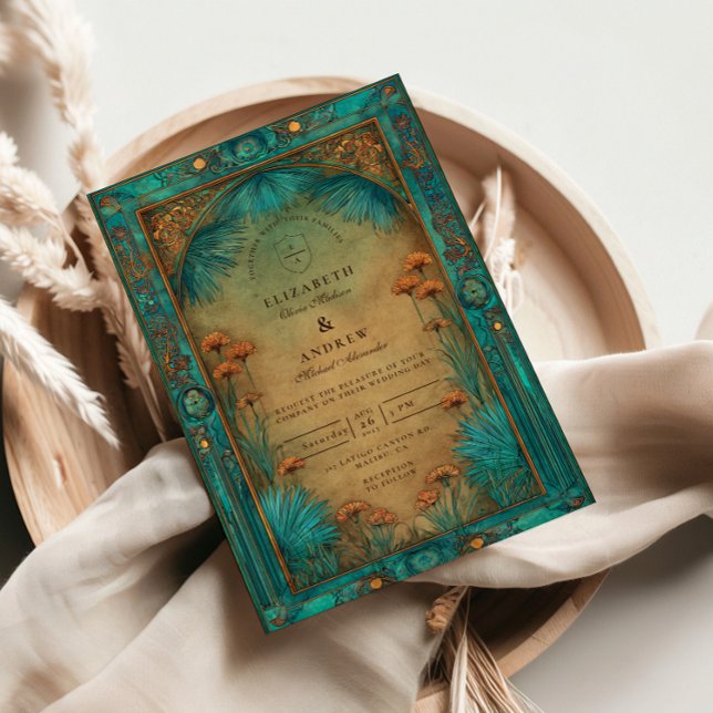 Invitation Vintage Teal Garden Islamic Wedding (Créateur téléchargé)