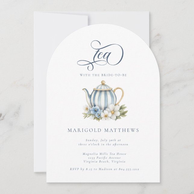 Invitation Vintage Teapot Floral Granmillenial Tea Party   (Devant)