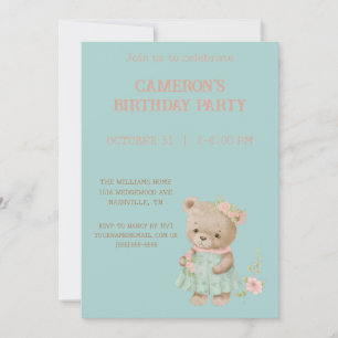 Invitation Vintage Teddy Bear Anniversaire