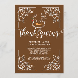 Invitation Vintage Thanksgiving Dinner Party