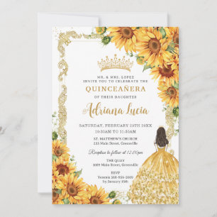 Invitation Vintage Tournesol Floral Princesse Quinceañera