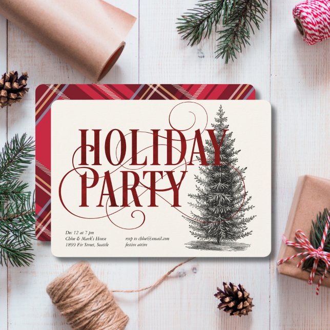 Invitation vintage Tree Holiday Party (Créateur téléchargé)