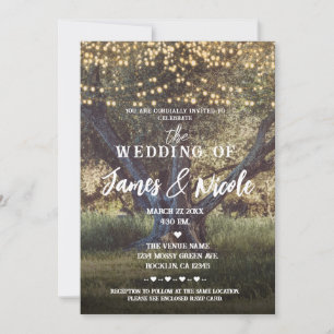 Invitation Vintage Tree Lights Woodsy Forest Mariage extérieu