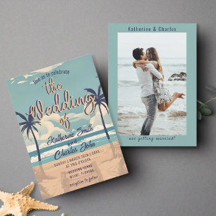 Invitation Vintage Tropical Beach Destination Mariage Photo