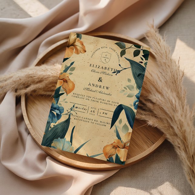 Invitation Vintage Tropical Botanical Wedding (Créateur téléchargé)