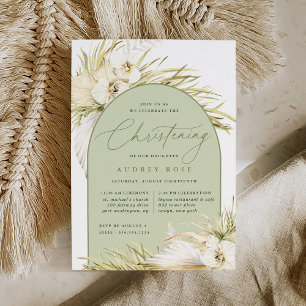 Invitation Vintage Tropical Christening Ceremony & Party