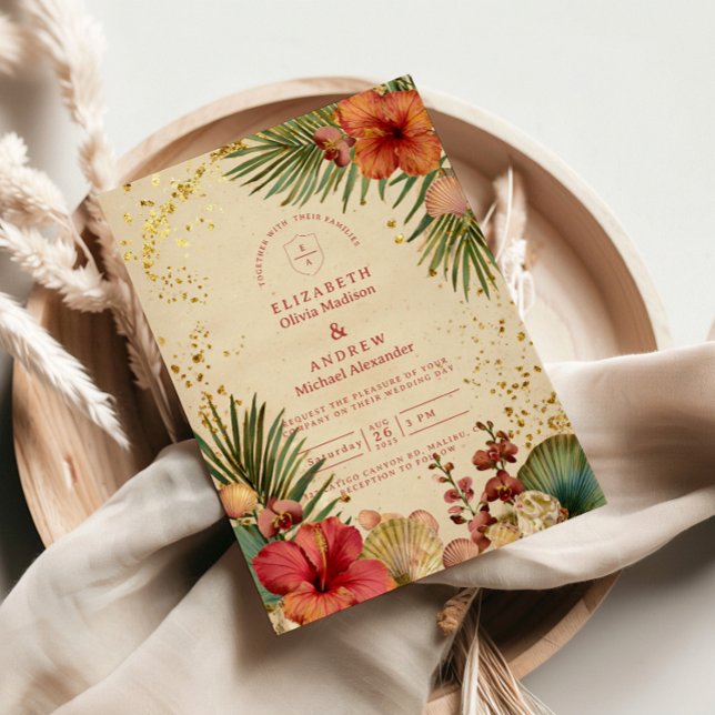 Invitation Vintage Tropical Floral Wedding (Créateur téléchargé)