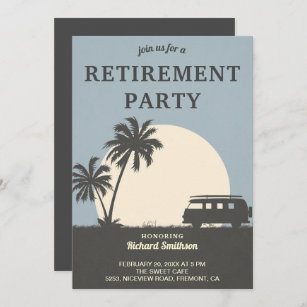 Invitation Vintage Tropical Van Retirement Party