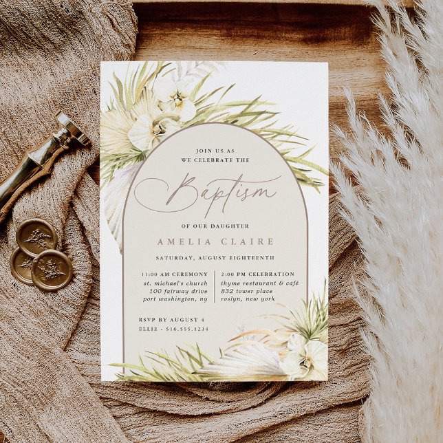 Invitation Vintage Tropiques Baptême Cérémonie & Fête (Créateur téléchargé)