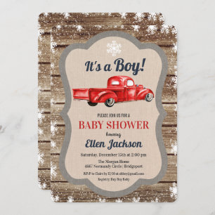 Invitation vintage Truck Boy Baby shower Snowflake