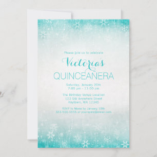 Invitation Vintage Turquoise hiver Wonderland Quinceanera Inv