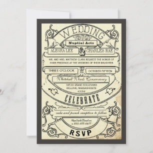 Invitation Vintage Typographie moderne Billet Mariage Inviter
