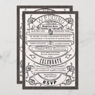 Invitation Vintage Typographie moderne Billet Mariage Inviter