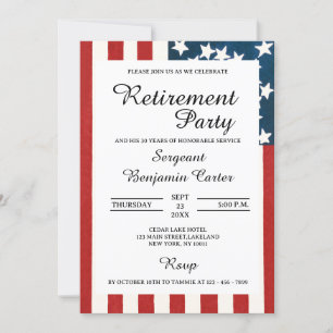 Invitation Vintage USA Flag Military Retirement Party