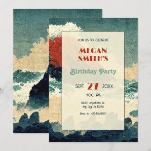 Invitation Vintage vague de peinture japonaise
